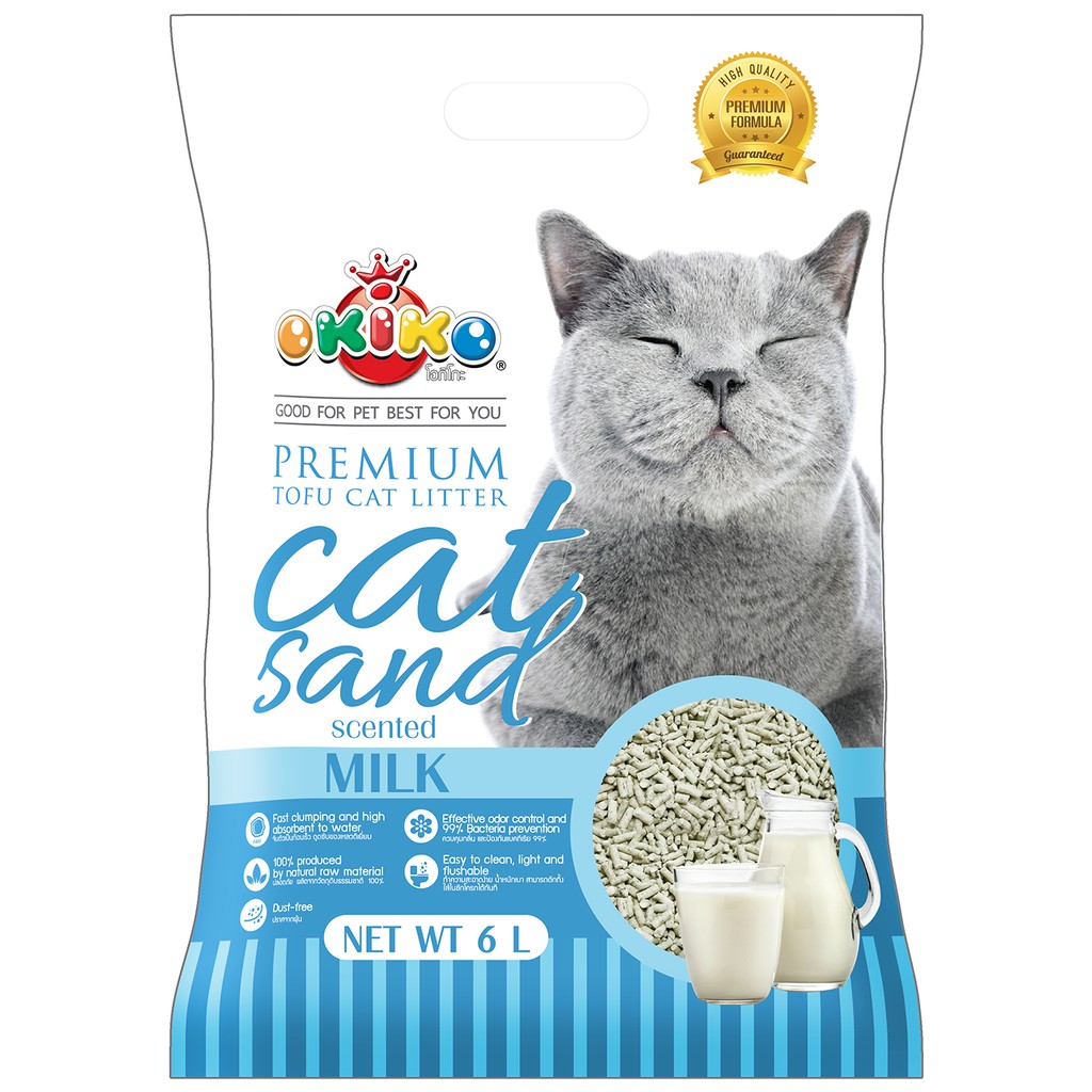 OKIKO ทรายเต้าหู้ 6L (1.5mm)-Milk