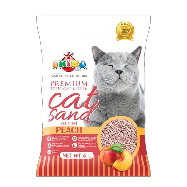 OKIKO ทรายเต้าหู้ 6L (1.5mm)-Peach