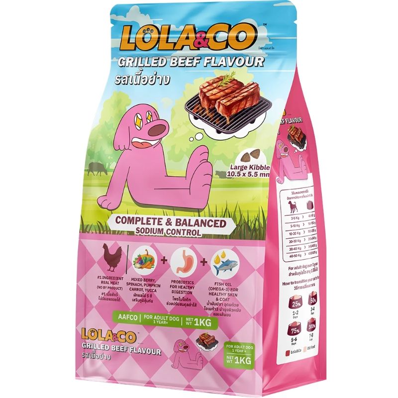 LOLA&CO Dog เม็ด 1kg. รส เนื้อย่าง