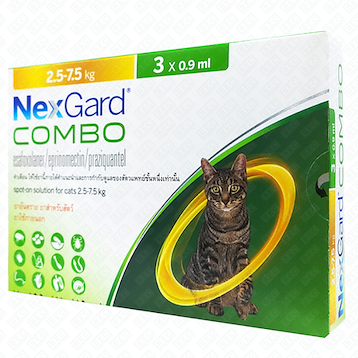 NexGard Combo-Cat  เหลือง<2.5-7.5kg (ยาหยอด ป้องกัน เห็บ หมัด ไร พยาธิ)