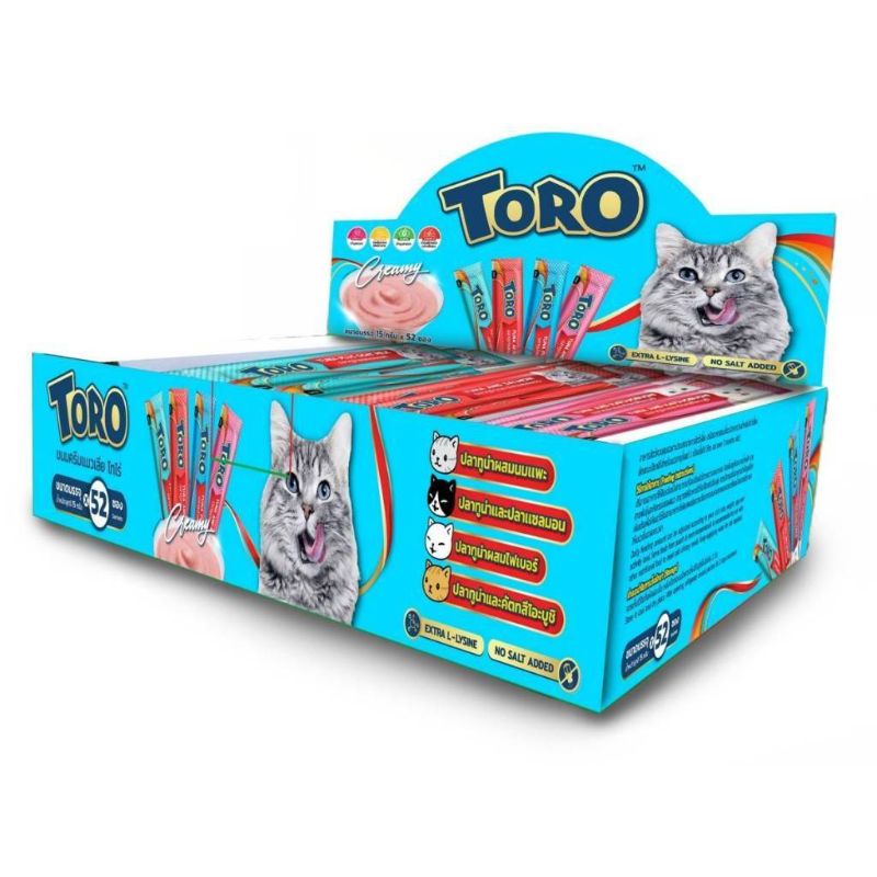 Toro-กล่อง4รส กล่อง 15gx52 Varietyty นมแพะ13/แซลมอน13/ไฟเบอร์13/คัตทสึโอะ13