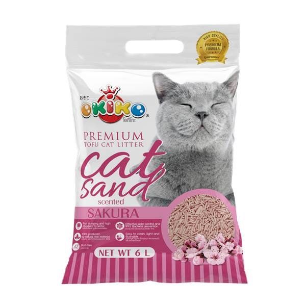 OKIKO ทรายเต้าหู้ 6L (1.5mm)-Sakura