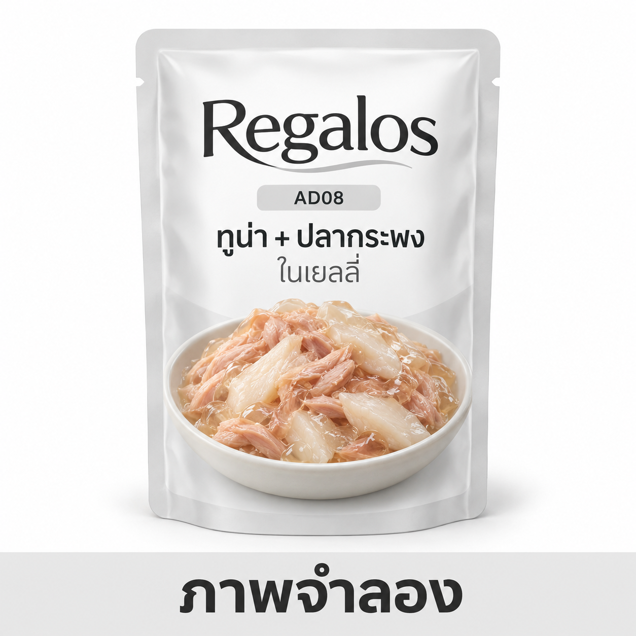 Regalos 70g ลัง AD08 ทูน่า+ปลากระพง ในเยลลี่