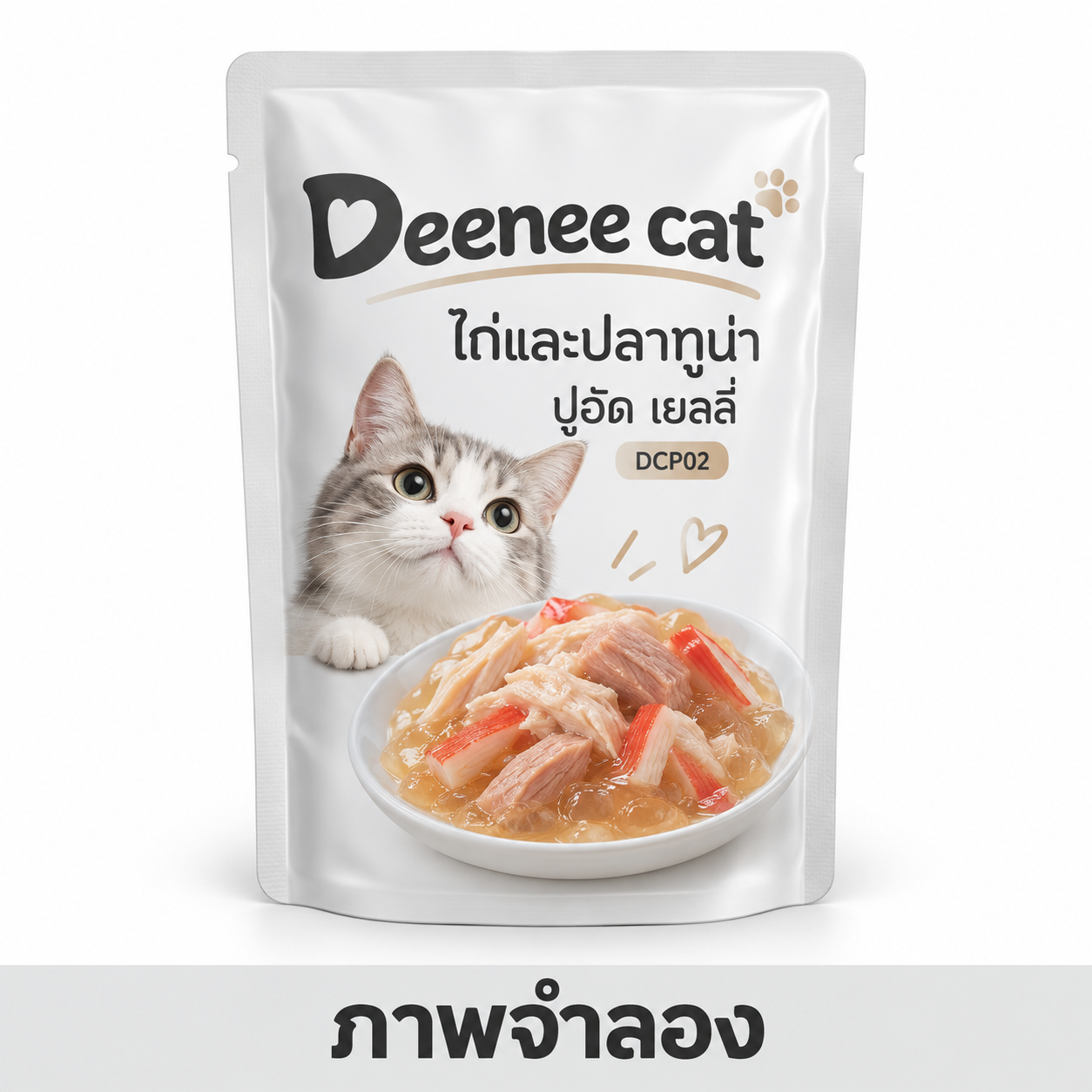 Deenee cat ซอง 70g ไก่และปลาทูน่า ปูอัด เยลลี่ DCP02