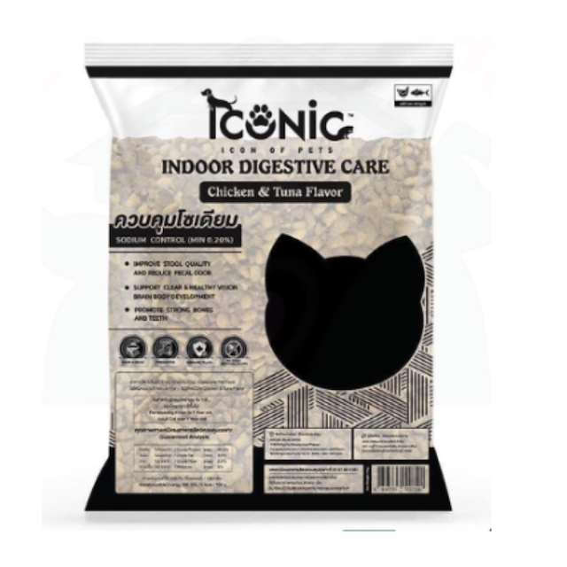 Iconic (ส้ม) 1Kg แมว ลูก-โต Indoor Digestive ไก่+ทูน่า