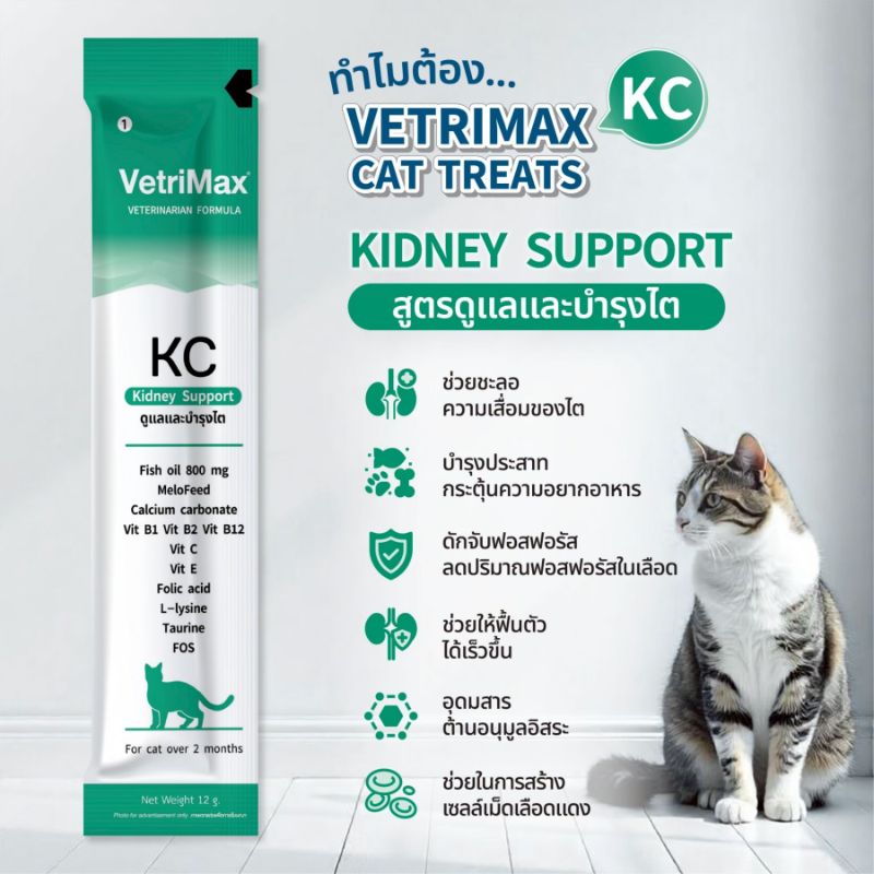 Vetrimax ซอง 12g KC Kidney Support ดูแลและบำรุงไต (เขียว)