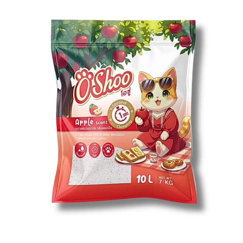 Oshoo ทรายแมว 10L Apple ( แอปเปิล)