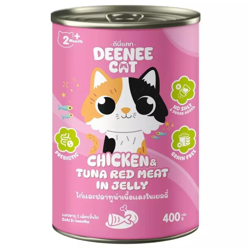 Deenee-Cat กระป๋อง 400g DCC01 ไก่+ทูน่าในเยลลี่ (ชมพู)
