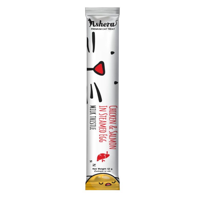 Ashera Treat ซอง 12g ไก่หน้าแซลมอน ไข่ตุ๋น (แดง)