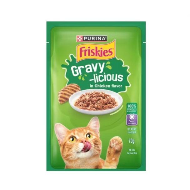 Friskies ซอง 70g 01 ไก่ ใน เกรวี่ (เขียว)
