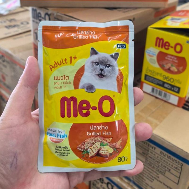 Me-O เพาซ์ 80g (16.แมวโต ปลาย่าง)