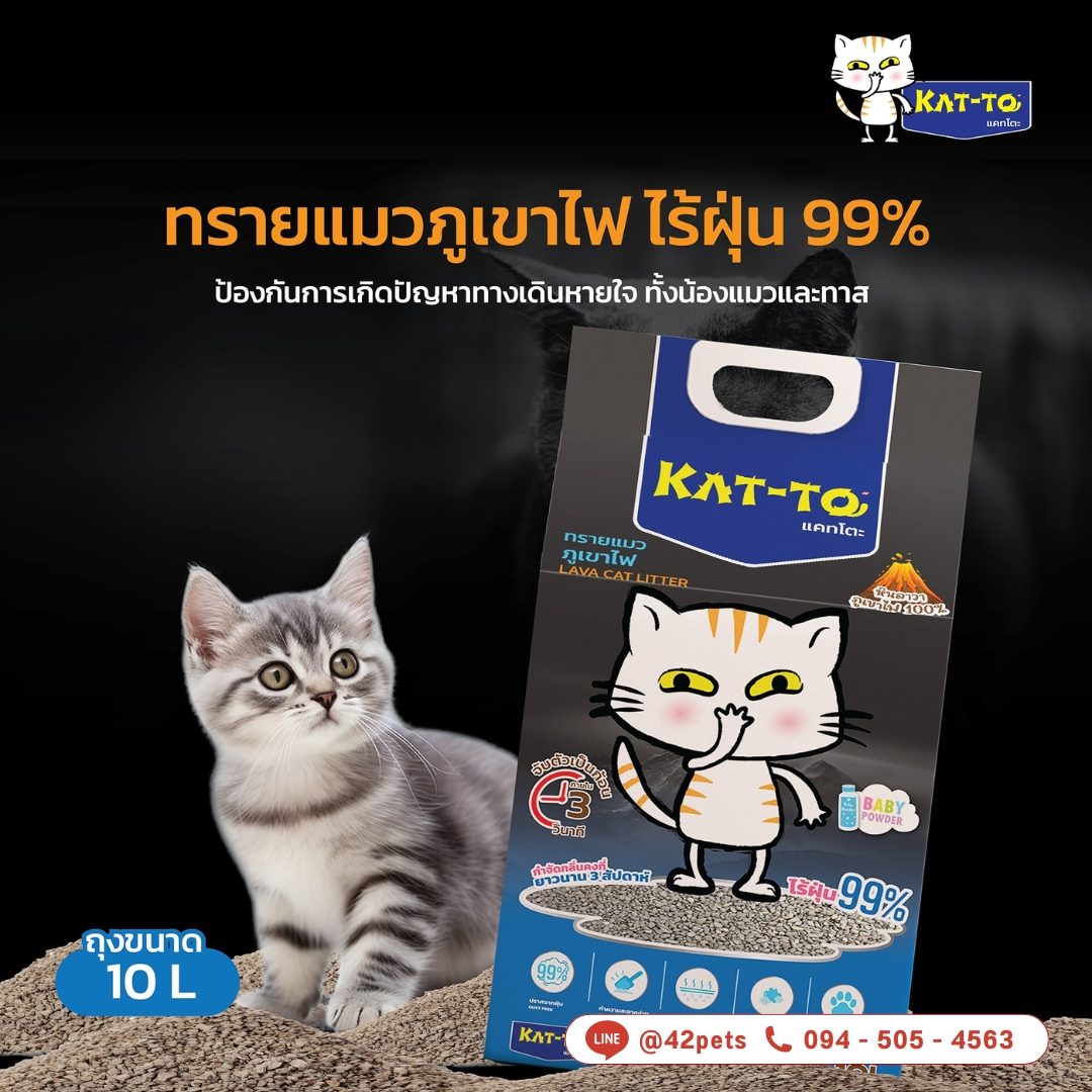🎉 ใหม่ล่าสุด!! KATTO แคทโตะ ทรายแมวภูเขาไฟ 🌋 ขนาด 10 ลิตร ใช้งานคุ้ม กลิ่นหอมแป้งเด็ก สดชื่นยาวนาน 3 สัปดาห์! 😸✨