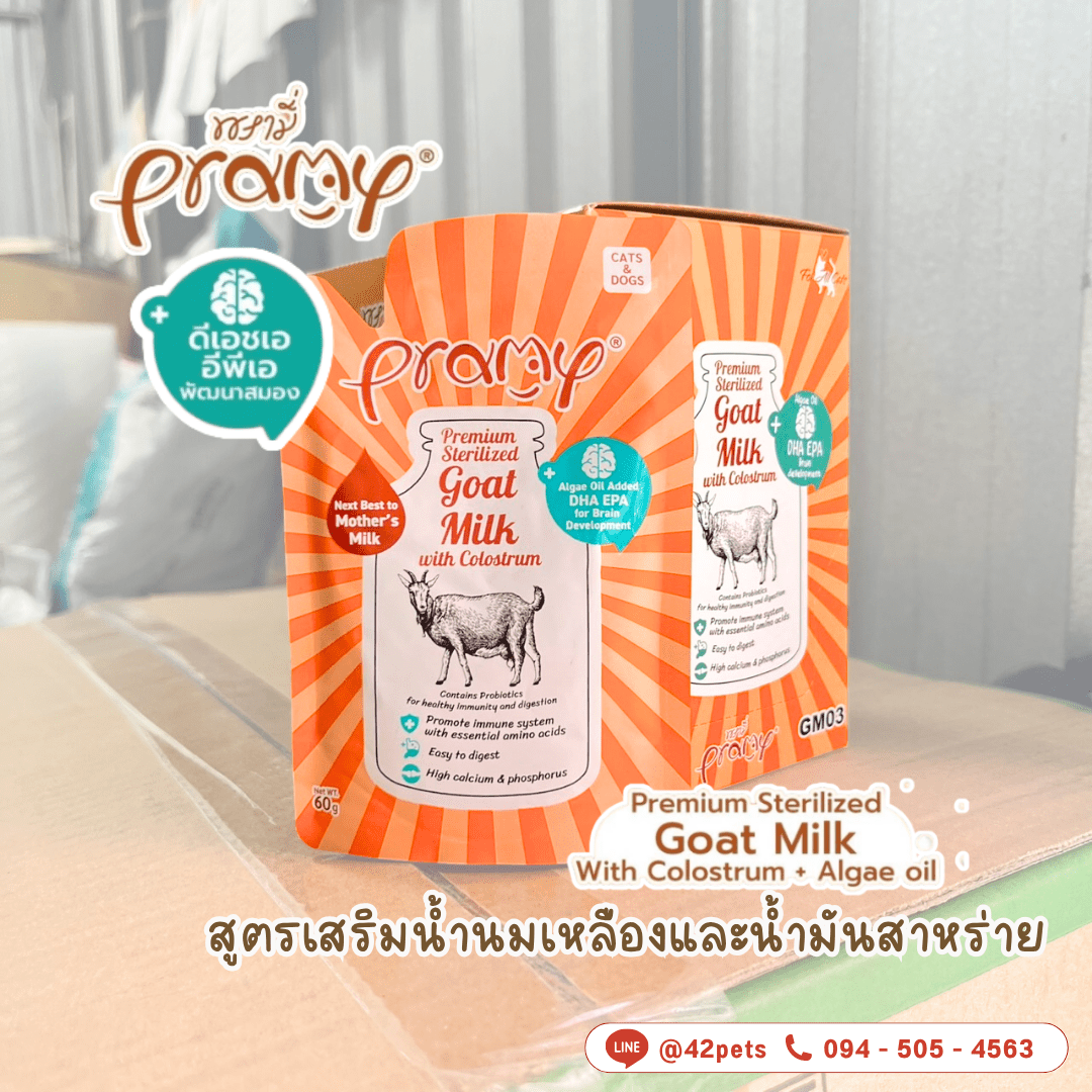 Pramy นมแพะมาใหม่!! 🍼 น้ำนมเหลือง + น้ำมันสาหร่าย ขนาด60g.