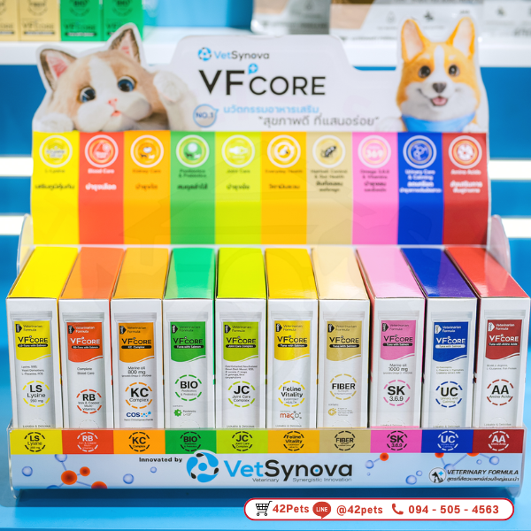 ยกกล่อง ถูกที่สุด!! VFcore อาหารเสริมสำหรับแมว ขนมแมวเลีย ไลซีน, บำรุงเลือด, บำรุงข้อต่อ บำรุงเลือด แดง