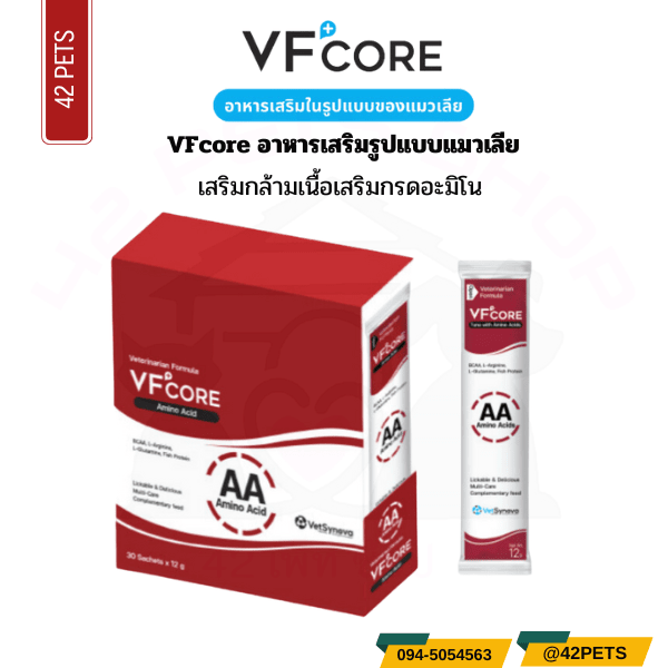 VFcore อาหารเสริมไลซีน บำรุงเลือด บำรุงข้อ เสริมวิตามิน ในรูปแบบขนมแมวเลีย (บรรจุ 30ซอง)