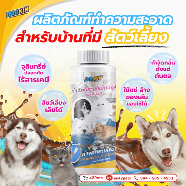 DABKIN – CLEAN HOME แด๊บกิ้น กำจัดกลิ่นที่นอนสำหรับสัตว์เลี้ยง
