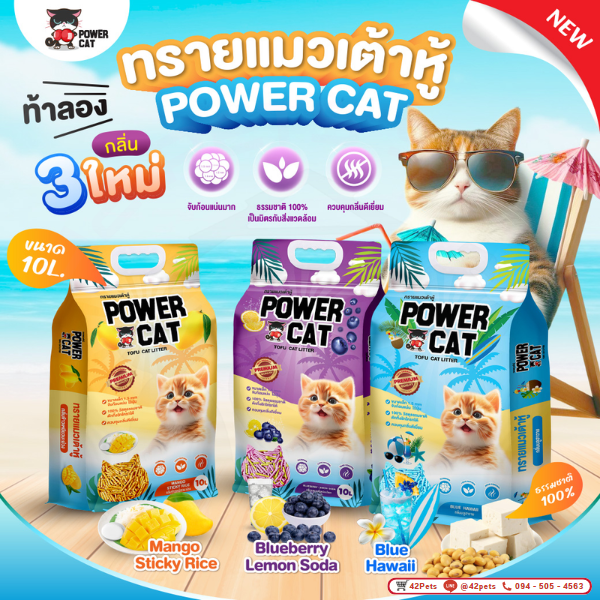 Power cat 📣New!!  สินค้าใหม่มาแล้ววววว……🎉 ทรายแมวเต้าหู้ Power cat ขนาด 10 ลิตร