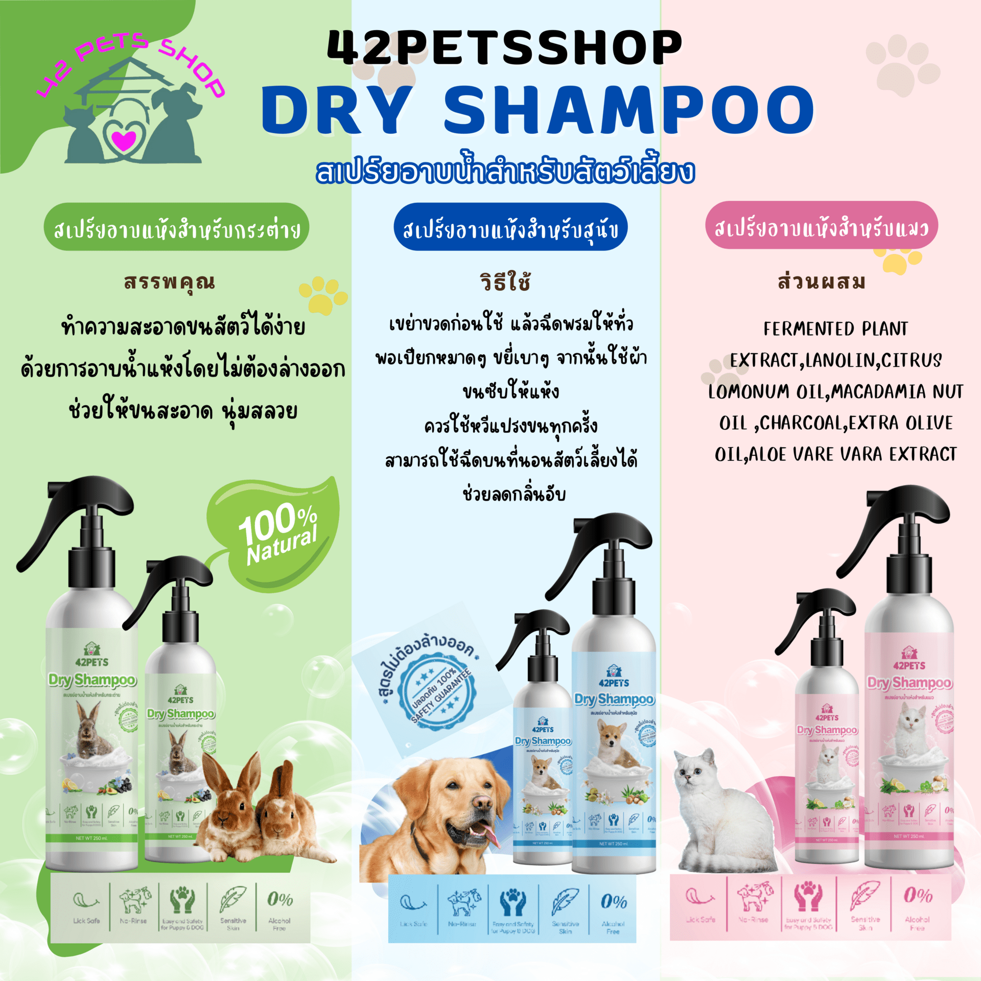 42petsshop – Dra Shampoo แชมพูสำหรับสัตว์เลี้ยง  🐶🐱🐰