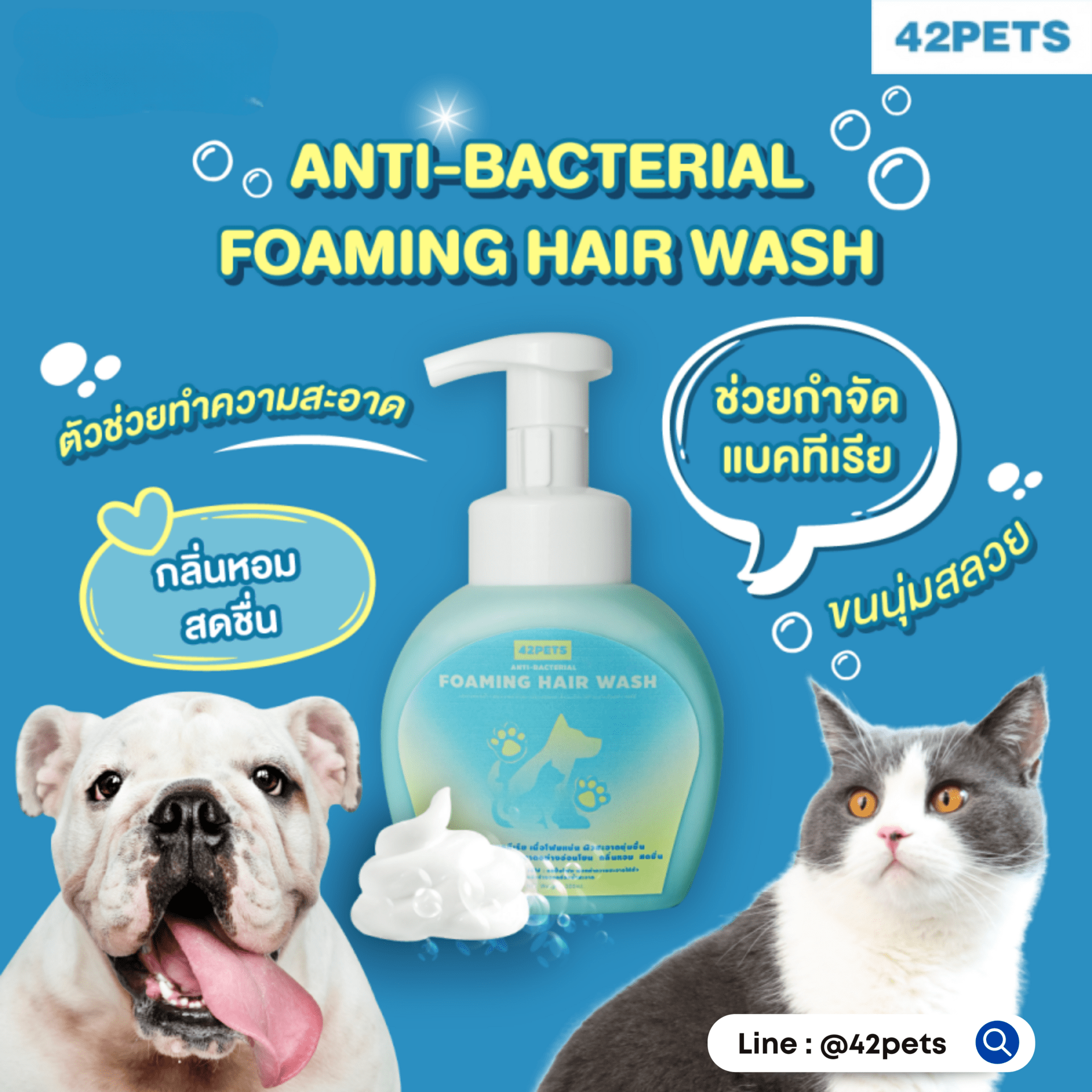 42Petsshop – Fome Anti แชมพูอันตี้แบคทีเรี โฟมอาบน้ำ 💦💦