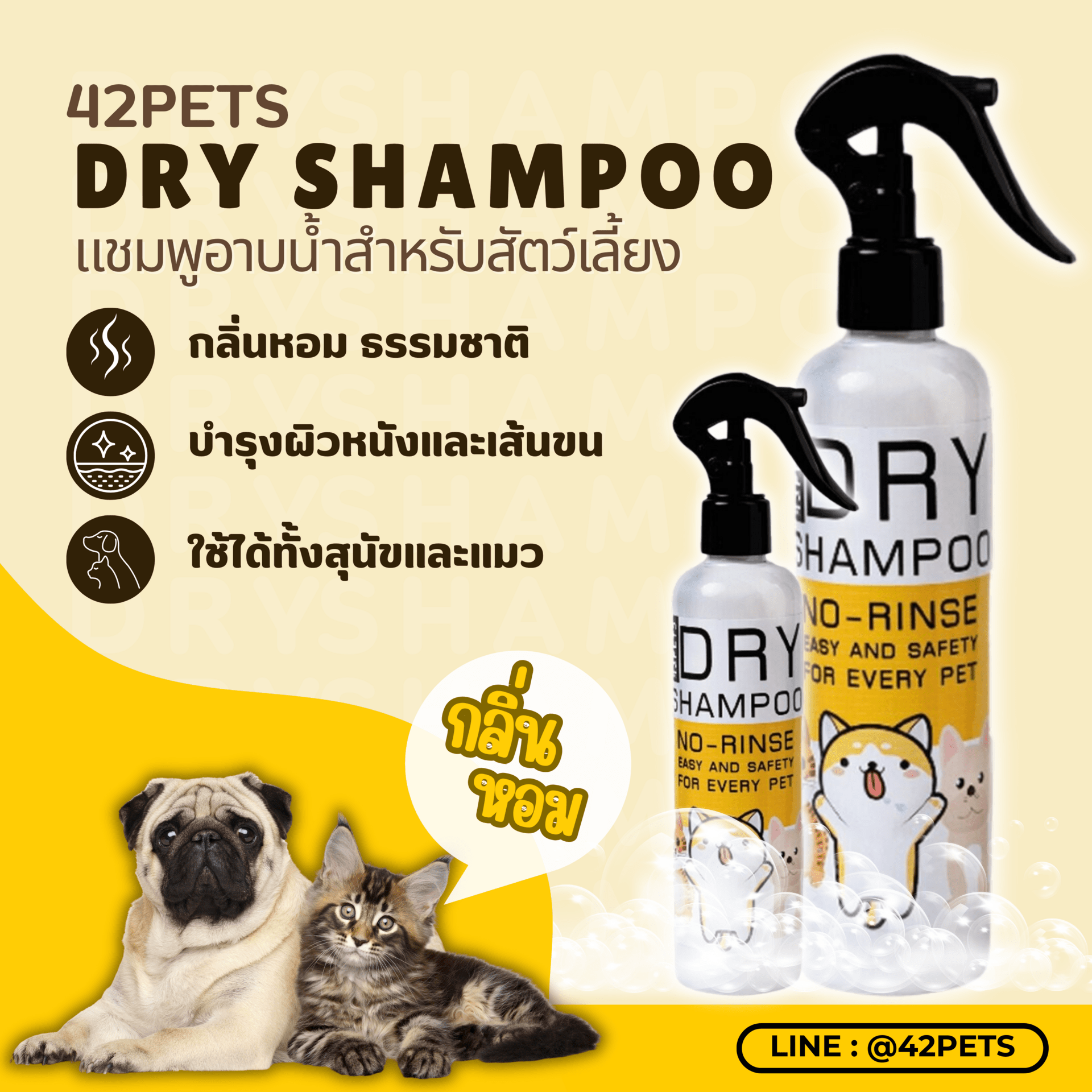 42Petsshop – Dry Shapoo  🐶🐱แชมพูอาบแห้งสำหรับสัตว์เลี้ยง.🐶🐱