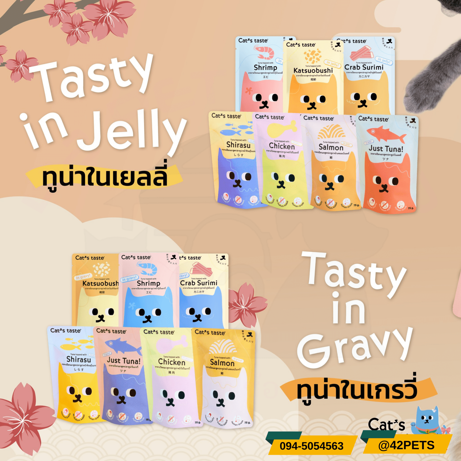 Cat’s Taste อาหารเปียกแมว Gravy&Jelly