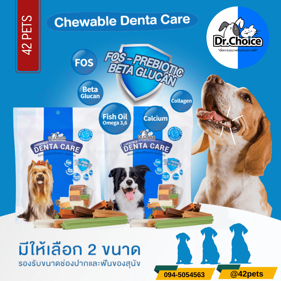 Dr.Choice  ขนมขัดฟัน DENTA CARE รส MIX. ขนมสุนัขขัดฟันสุนัข เล็ก กลาง ใหญ่.