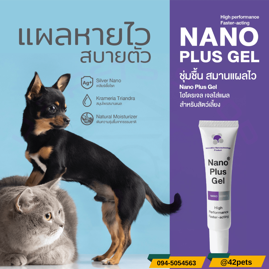 Nano Plus Gel นาโน พลัส เจล ไฮโดรเจล เจลใส่แผลสำหรับสัตว์เลี้ยง