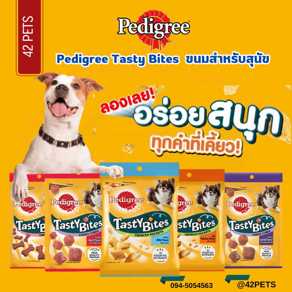 Pedigree Tasty Bites เพดดีกรี เทสตี้ ไบทส์ ขนมสำหรับสุนัข 50-60g.