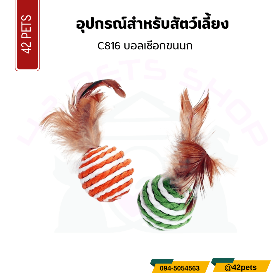 อุปกรณ์สำหรับสัตว์เลี้ยง – บอลเชือกขนนก