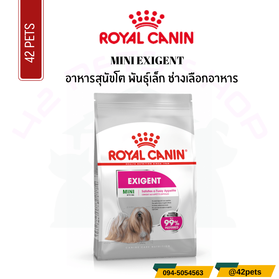 Royal Canin Food for Dog อาหารสุนัขโต พันธุ์เล็ก ช่างเลือกอาหาร ชนิดเม็ด (MINI EXIGENT)