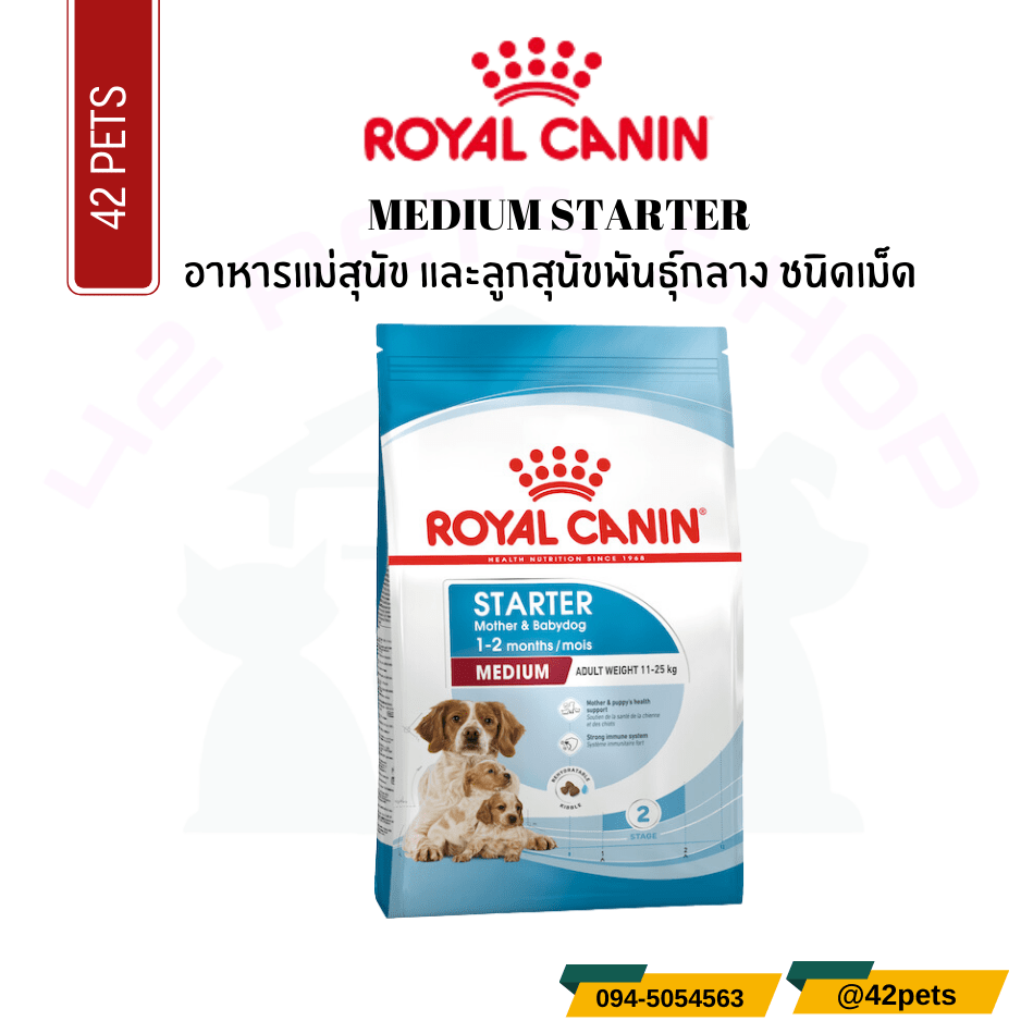 Royal Canin Food for Dog อาหารแม่สุนัข และลูกสุนัขพันธุ์กลาง ชนิดเม็ด (MEDIUM STARTER)