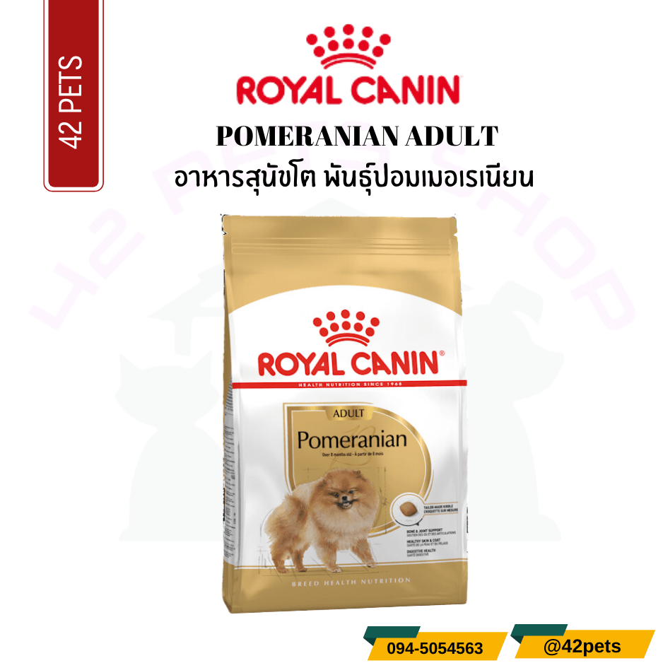 Royal Canin Food for Dog อาหารสุนัขโต พันธุ์ปอมเมอเรเนียน ชนิดเม็ด (POMERANIAN ADULT)
