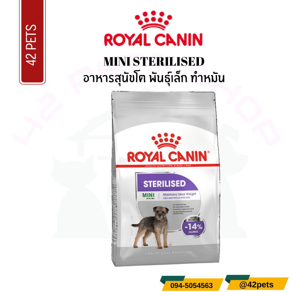 Royal Canin Food for Dog อาหารสุนัขโต พันธุ์เล็ก ทำหมัน ชนิดเม็ด (MINI STERILISED)