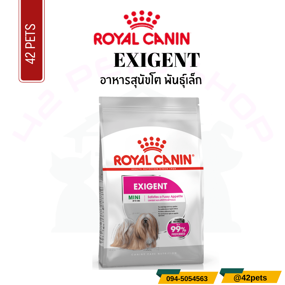 Royal Canin Food for Dog อาหารสุนัขโต พันธุ์เล็ก ช่างเลือกอาหาร ชนิดเม็ด (MINI EXIGENT)