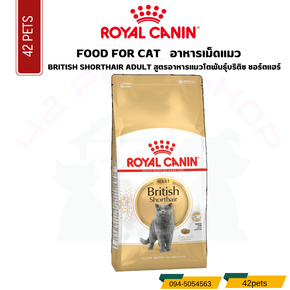 Royal canin Food For Cat อาหารแมวโตพันธุ์บริติช ชอร์ตแฮร์ ชนิดเม็ด (BRITISH SHORTHAIR ADULT)