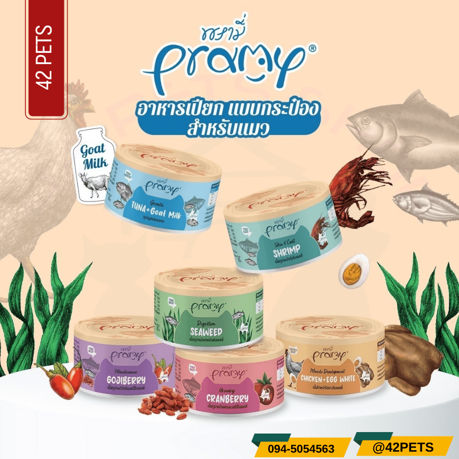 Pramy Canned พรามี่ อาหารกระป๋องสำหรับแมว ขนาด 80g