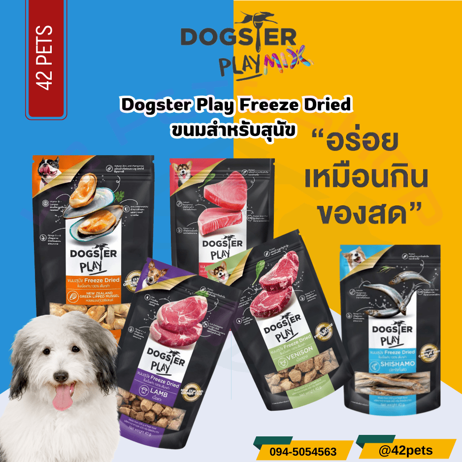 Dogster Play Freeze Dried ท๊อปปิ้งโรยอาหารสำหรับสุนัข
