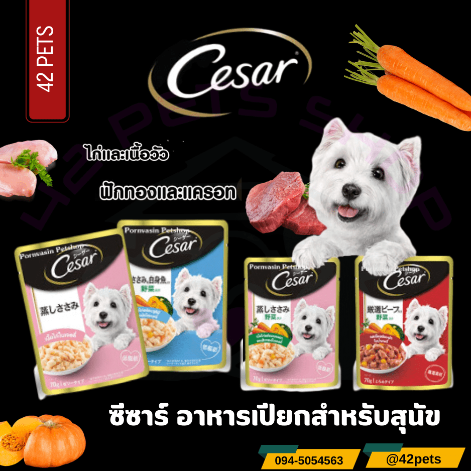 Cesar ซีซาร์ อาหารเปียกสำหรับสุนัข ขนาด 70g.