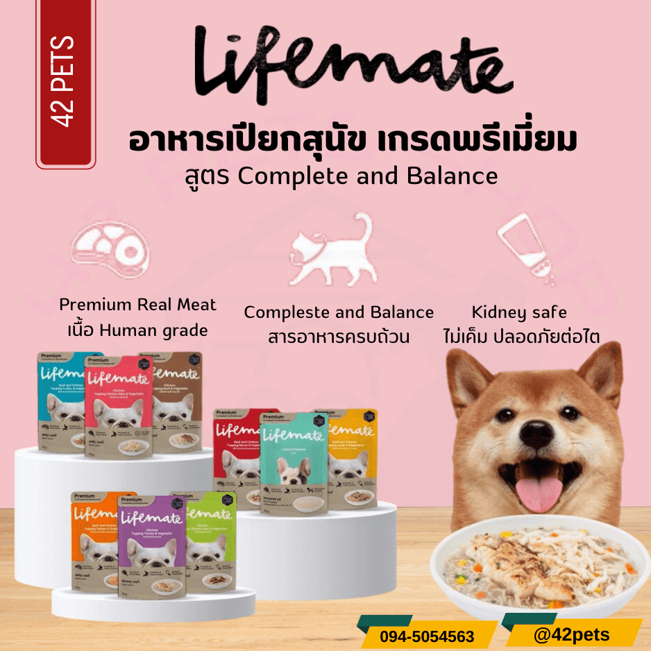 LIFEMATE Dog Wet Food อาหารเปียกสุนัข 70g. (1ซองและ1โหล)