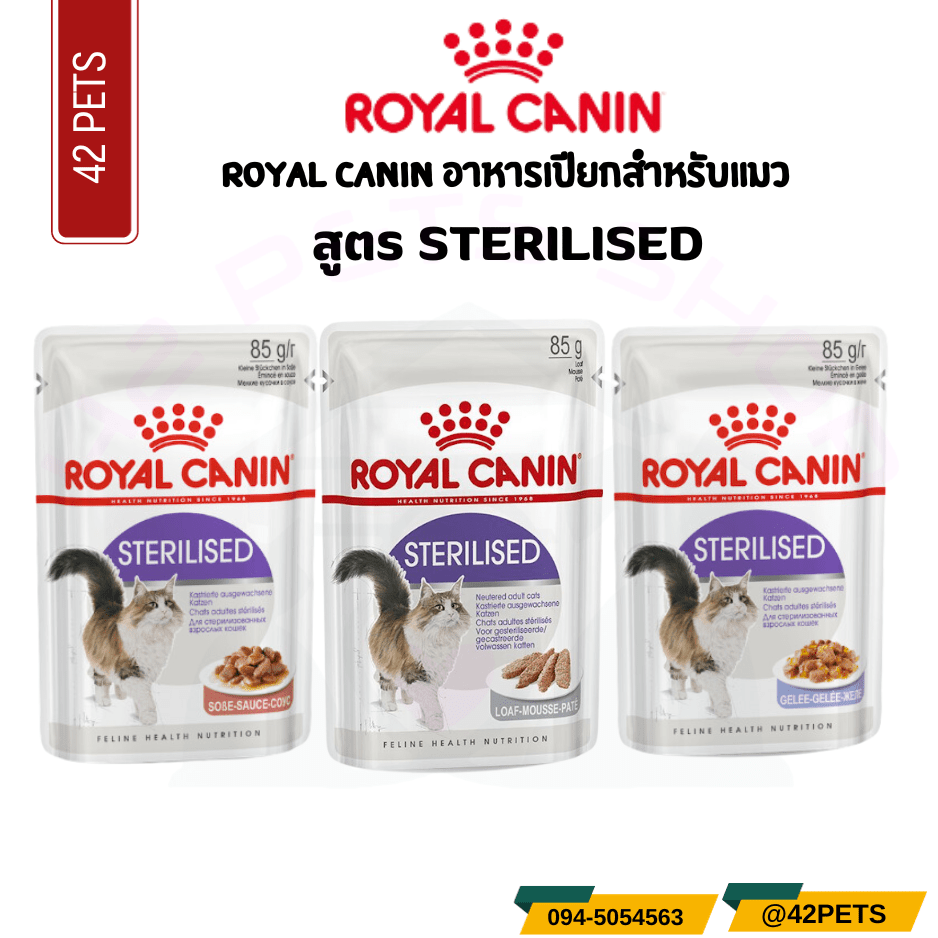 Royal Canin STERILISED อาหารเปียกแมวโตทำหมัน ชนิดเปียก (85g)