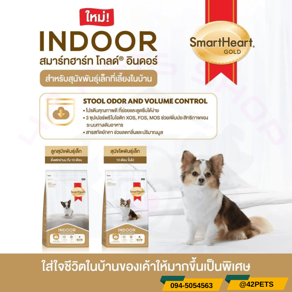 Smartheart Gold Indoor อาหารสุนัข สูตรเลี้ยงในบ้าน
