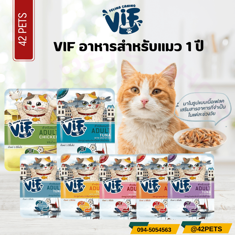 Felina Canino Vif เฟลิน่า คานิโน่ วิฟ อาหารเปียกแมว 75g. (สูตรแมวโต)