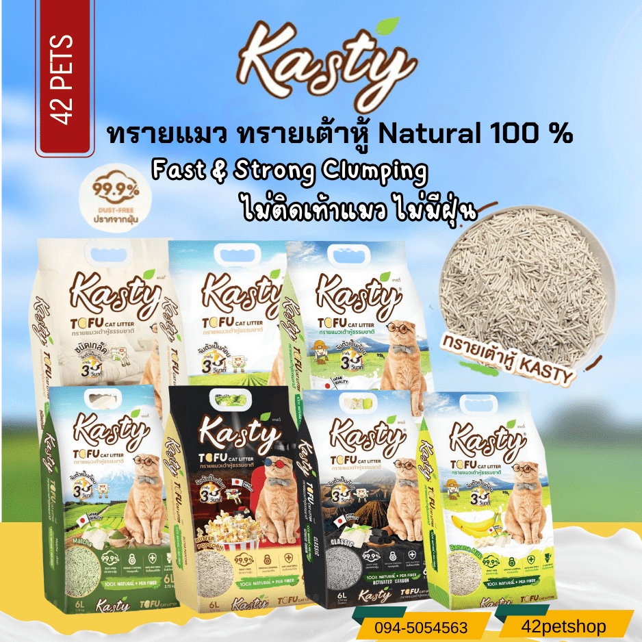 Kasty ทรายแมวเต้าหู้ TOFU LITTER (1ถุง*6L, 10L, 20L 40L)
