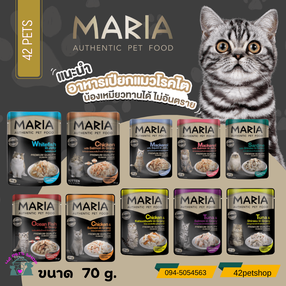 MARIA (Cat) – อาหารแมวมาเรีย เมนูโปรดน้องแมว ขนาด 70g