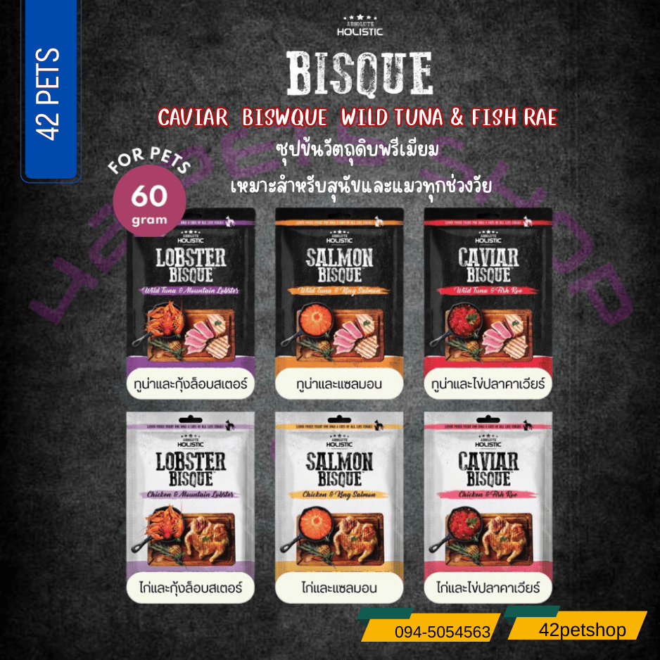 ขนมแมวเลีย Absolute Holistic ซุปข้น วัตถุดิพรีเมี่ยม นำเข้าจาก America (12gx5) 60g