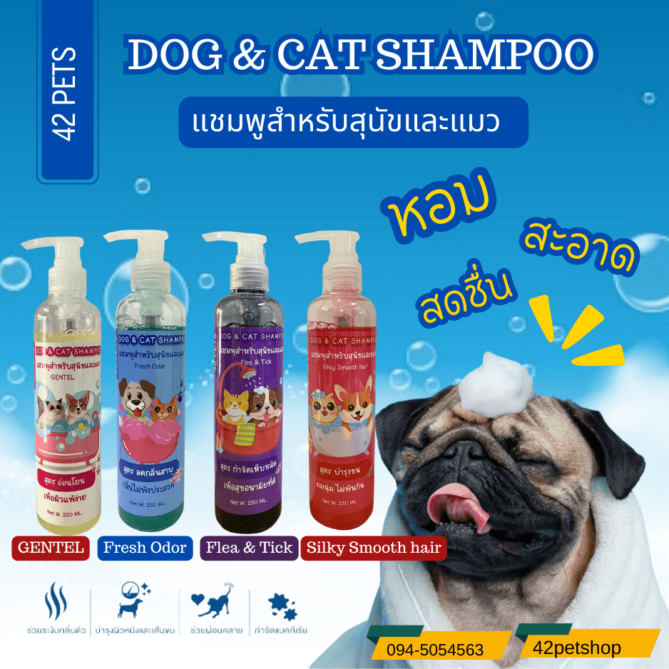 Dog & cat shampoo 42 pets แชมพูสุนัขและแมว 250 ml.