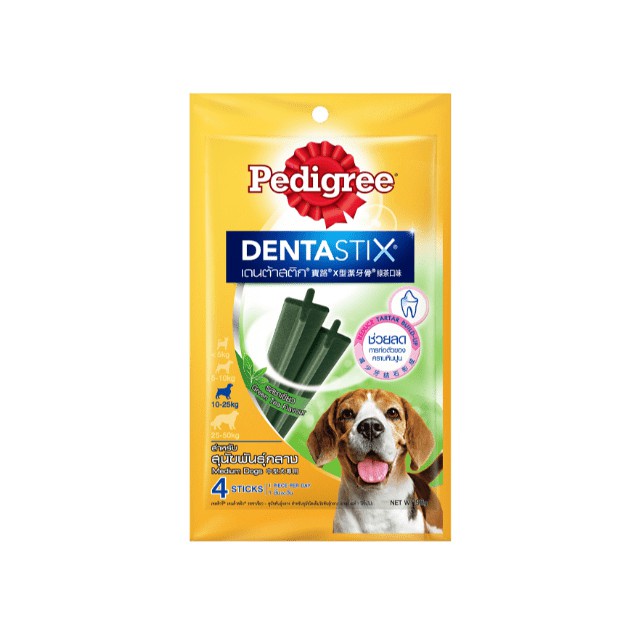 PED-Denta stix M 98g ซอง พันธุ์กลาง 10-25kg/ไม่มีรส/4แท่ง