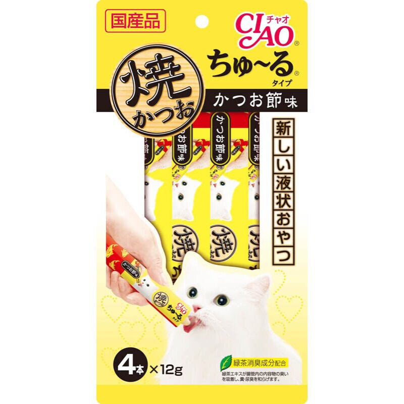 CD0022-CIAO Churu แมวเลีย(14g*4pcs.)(ปลาทูน่าย่าง ชูหรุ ปลาโอแห้ง)