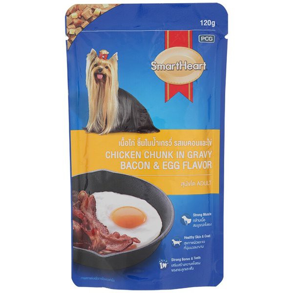 SmartHeart ซอง 120g #07 (โต ไก่ในเกรวี่ รสเบคอนและไข่)
