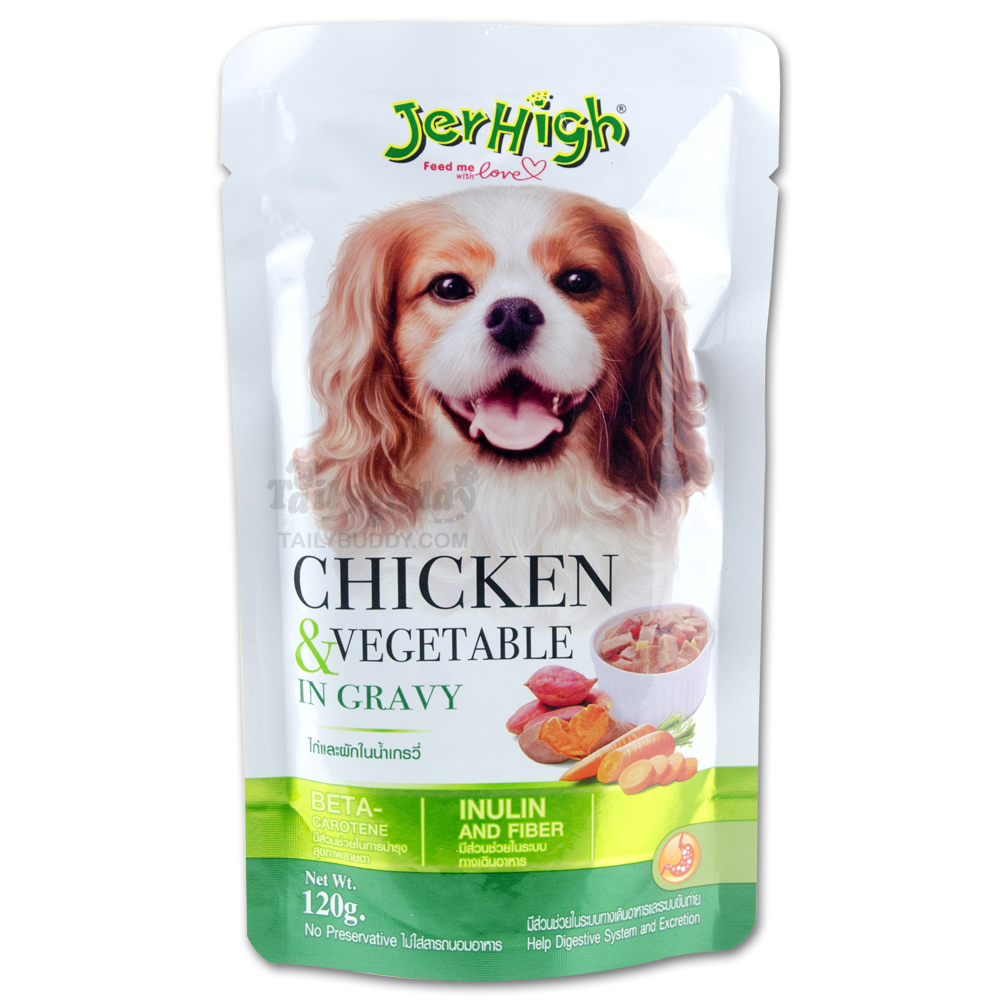 Jerhigh 120g ซอง (เขียว) Vegetable ไก่และผักในน้ำเกรวี่